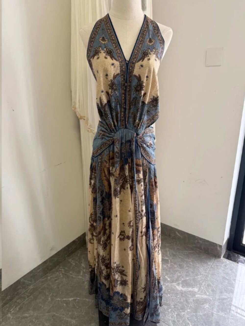 Zimmermann Women’s Ascension Plunge Halter printed cotton maxi dress - Picture 2 of 12